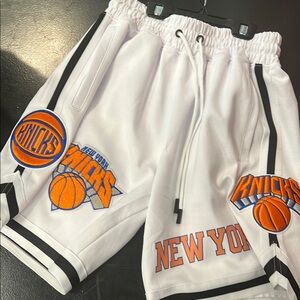 100 % Authentic New York Knicks White Athletic Shorts